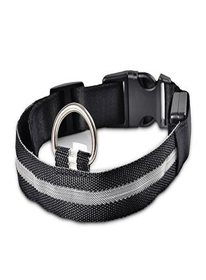 فوتابا طوق فوتابا للحيوانات الأليفة من النايلون، يضيء في الظلام، مزود بإضاءة LED، للسلامة الليلية - أسود - كبير - Image 2